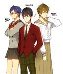  3boys cosplay crossdressing free! male_focus multiple_boys nanase_haruka_(free!) ryuugazaki_rei tachibana_makoto 