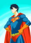  1boy cosplay free! male_focus nanase_haruka_(free!) superman 