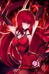  armpits arms_up backlighting bad_id bad_pixiv_id bangs belt black_gloves black_panties bodysuit breasts burning choker cowboy_shot crimson_avenger_(elsword) cross-laced_clothes dress elesis_(elsword) elsword eyebrows eyebrows_visible_through_hair fire gloves hair_between_eyes highres holding holding_sword holding_weapon hwansang lens_flare light_particles long_hair looking_at_viewer medium_breasts microdress panties red red_dress red_hair shade sideboob sleeveless smile solo sword torn_clothes torn_gloves unbuckled_belt underwear very_long_hair weapon yellow_eyes 
