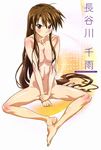  barefoot blush breasts brown_eyes brown_hair feet hasegawa_chisame long_hair mahou_sensei_negima! nipples nude nude_filter ookaji_hiroyuki photoshop pussy sitting solo 