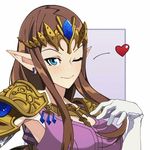  ;) armpits blue_eyes blush breasts brown_hair cropped elf gloves heart large_breasts long_hair looking_at_viewer md5_mismatch nisego one_eye_closed pauldrons pointy_ears princess_zelda sidelocks smile solo the_legend_of_zelda the_legend_of_zelda:_twilight_princess tiara upper_body white_background white_gloves 