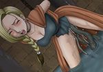  1girl bent_over bianca blonde_hair braided_ponytail chains crimson_comics dragon_quest_v eyes_closed helpless open_mouth spread_legs tentacle torn_clothes water 