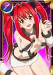 breasts card_(medium) female hair_ornament ikkitousen kanpei large_breasts long_hair long_twintails looking_at_viewer open_mouth red_hair solo twintails 