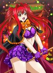  bare_legs breasts female hair_ornament halloween ikkitousen kanpei large_breasts legs long_hair long_twintails looking_at_viewer red_hair skirt smile solo twintails 