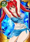  breasts card_(medium) female hair_ornament ikkitousen kanpei large_breasts long_hair long_twintails looking_at_viewer open_mouth red_hair solo swimsuit twintails 