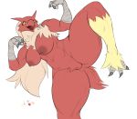  anthro beak blaziken breasts danonymous female nintendo nipples open_beak open_mouth pok&eacute;mon pok&eacute;mon_(species) pussy simple_background solo thick_thighs video_games voluptuous white_background yellow_sclera 