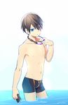  1boy high_speed! male_focus nanase_haruka_(free!) swim_trunks topless 