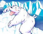  2010 anthro black_nose blush butt fur humanoid_hands ice male mammal nora_(pixiv_artist) outside overweight overweight_male polar_bear solo tongue tongue_out ursid ursine water white_fur 
