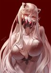  2016 artist_name bad_id bad_pixiv_id breasts cleavage covered_mouth dated highres horns kantai_collection large_breasts long_hair midway_hime pale_skin red_eyes shinkaisei-kan solo wa_(87s-87) white_hair 