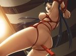  anal_object_insertion arms_behind_head bdsm black_eyes black_hair bondage breast_bondage breasts censored elf_(company) female game_cg hana_to_hebi long_hair nipples open_mouth pussy rope solo sweat tooyama_shizuko 