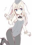  animal_ears bad_id bad_nicoseiga_id bare_shoulders black_footwear black_legwear blonde_hair blue_eyes blush bunny_ears bunny_girl bunny_tail bunnysuit covered_navel detached_collar flying_sweatdrops garrison_cap hat high_heels kantai_collection long_hair mobu pantyhose shoes solo tail u-511_(kantai_collection) wrist_cuffs 