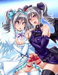  :d angel_wings areola_slip areolae black_legwear black_vs_white black_wings blush breasts censored covered_nipples detached_sleeves drill_hair dual_persona erection feathered_wings foreskin futa_with_futa futanari heart heart-shaped_pupils holding_hands idolmaster idolmaster_cinderella_girls kanzaki_ranko kobayashi_tetsuya large_breasts mosaic_censoring multiple_girls multiple_penises open_mouth penis penis_ribbon penises_touching phimosis ribbon shared_ribbon silver_hair smile symbol-shaped_pupils thighhighs twin_drills white_legwear white_wings wings 