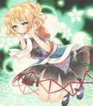  blonde_hair green_eyes hands_on_own_cheeks hands_on_own_face highres marker_(medium) mary_janes mizuhashi_parsee mugicha_(mugicha0929) pointy_ears ponytail puffy_short_sleeves puffy_sleeves sash scarf shirt shoes short_sleeves skirt solo touhou traditional_media 