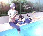  2boys blush cat_ears cat_tail high_speed! male_focus multiple_boys nanase_haruka_(free!) pool serizawa_nao yuzuru_ru_ru 