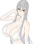  bikini breasts cleavage ebido huge_breasts long_hair red_eyes selvaria_bles senjou_no_valkyria silver_hair simple_background sketch solo swimsuit very_long_hair white_background white_bikini 