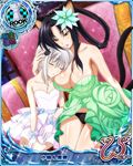  animal_ears black_hair black_panties blue_bow bow breasts card_(medium) cat_ears cat_hair_ornament cat_tail character_name chess_piece cleavage covered_nipples dress flower gloves green_dress hair_flower hair_ornament hair_rings high_school_dxd high_school_dxd_new kuroka_(high_school_dxd) large_breasts lipstick makeup multiple_girls multiple_tails official_art panties parted_lips purple_lipstick rook_(chess) short_hair siblings silver_hair sisters sleeping sleeping_on_person sleeping_upright smile tail toujou_koneko trading_card underwear white_dress white_gloves yellow_eyes 
