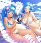  :&lt; bad_id bad_pixiv_id bangs beach beach_chair beach_umbrella bikini blue_bikini blue_eyes blue_hair blue_sky blurry breasts cleavage closed_mouth cloud covering day depth_of_field embarrassed eyebrows eyebrows_visible_through_hair flower groin hair_flower hair_ornament hair_ribbon hairclip halterneck large_breasts leaning_to_the_side long_hair low-tied_long_hair male_swimwear multiple_girls navel ocean one-piece_tan one_side_up original outdoors parted_bangs pink_flower ribbon sand self_hug shade sitting sky small_breasts smile solru string_bikini swim_trunks swimsuit swimwear tan tanline tears umbrella underboob v-shaped_eyebrows white_bikini white_flower 