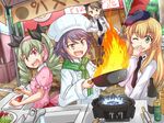  alternate_costume amaretto_(girls_und_panzer) anchovy anzio_school_uniform bandana beret black_hair black_skirt blonde_hair braid brown_eyes brown_hair carpaccio chef_hat chef_uniform cooking covering_mouth dress dress_shirt drill_hair emblem frying_pan girls_und_panzer green_eyes green_hair hair_ribbon hat holding kitayama_miuki knife long_hair long_sleeves looking_at_another looking_back multiple_girls necktie one_eye_closed open_mouth pepperoni_(girls_und_panzer) pink_dress red_eyes ribbon school_uniform shirt short_hair short_sleeves side_braid skirt smile standing sweatdrop twin_drills twintails wavy_mouth white_shirt 