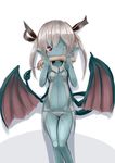  biting blue_skin cannibalism demon_girl demon_tail demon_wings fangs female missing_eye original panties pointy_ears red_eyes rnd.jpg scar severed_arm severed_limb silver_hair simple_background solo stitches twintails white_background wings zombie zombie_girl 