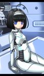  ahoge android black_hair blue_eyes hairband kurogane_daichi original robot robot_joints sitting solo 