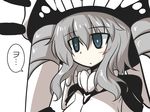  bangs blue_eyes blush bodysuit cape commentary_request eyebrows eyebrows_visible_through_hair goma_(gomasamune) grey_hair hair_between_eyes hat kantai_collection shinkaisei-kan sketch solo tentacles translated wo-class_aircraft_carrier 