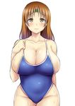  bad_id bad_pixiv_id breasts chiyoda_(kantai_collection) cleavage competition_school_swimsuit huge_breasts kantai_collection kisaragi_nana one-piece_swimsuit solo swimsuit wavy_mouth 