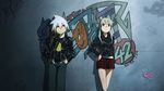  1boy 1girl artist_request blonde_hair green_eyes maka_albarn red_eyes soul_eater soul_eater_(character) wallpaper white_hair 