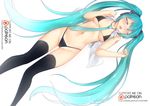  aqua_hair aqua_nails aqua_neckwear bikini black_bikini black_legwear blank_eyes blush collarbone grey_eyes groin hatsune_miku long_hair looking_at_viewer lying micro_bikini nail_polish navel necktie on_back open_clothes open_mouth open_shirt patreon_logo patreon_username shirt simple_background solo swimsuit tattoo thighhighs twintails vahn_yourdoom very_long_hair vocaloid watermark web_address white_background white_shirt 