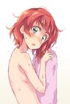  :o anzai_miyako blush breasts drying drying_body eyebrows gradient gradient_background holding idolmaster idolmaster_cinderella_girls lavender_eyes looking_at_viewer nude open_mouth red_hair short_hair small_breasts solo thick_eyebrows towel v-shaped_eyebrows water wet yagyuu_hato 