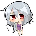  :&lt; blush chibi frown half_updo hot kishin_sagume off_shoulder panties red_eyes short_hair silver_hair single_wing solo strap_slip sweat tank_top touhou translated triangle_mouth twumi underwear wings 