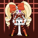  bare_shoulders boots bow dress drill_hair earrings eyepatch hair_bow halloween harime_nui kill_la_kill skull twin_drills twintails 