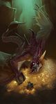  dark_skin dragon gold male_focus monster open_shirt sitting size_difference tail treasure treasure_chest yuzu_shio 