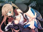  aqua_eyes arm_support asaga_aoi black_gloves black_legwear black_thighhighs breasts brown_hair censored character_request collar cum cum_in_pussy drooling female game_cg gloves granblue_fantasy leg_up long_hair nipples open_mouth panties pussy skirt snail solo spread_legs tears thighhighs tongue torn_clothes torn_panties twintails white_panties 