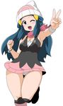  hikari_(pokemon) jumping koutarosu pokemon simple_background solo thick_thighs white_background wide_hips 