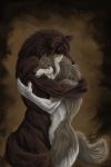  anthro atan canine female fur hug love male mammal muscular romantic_couple were werewolf wolf 