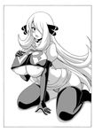  ass blush breasts female koutarosu large_breasts monochrome panties pokemon shirona_(pokemon) solo underwear white_background 