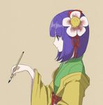  hair_flower hair_ornament hieda_no_akyuu kitano_(kitanosnowwhite) purple_eyes purple_hair short_hair touhou 