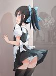  :o alternate_costume alternate_hairstyle apron asashio_(kantai_collection) ass black_hair black_legwear blue_eyes blue_ribbon blush bow comah enmaided fishing_hook fishing_line flower from_side hair_bow hair_ribbon kantai_collection long_hair looking_back maid maid_apron maid_headdress panties pantyshot ponytail profile puffy_short_sleeves puffy_sleeves ribbon short_sleeves skirt skirt_lift solo striped striped_bow striped_ribbon thighhighs underwear waist_apron white_panties 