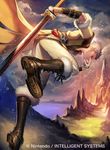  blonde_hair boots copyright_name eudes_(fire_emblem) fire_emblem fire_emblem:_kakusei fire_emblem_cipher male_focus official_art pose puffy_short_sleeves puffy_sleeves setsu_albatross short_sleeves smile solo sword weapon 