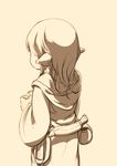  1girl child elf feral_lemma from_behind holding long_hair monochrome pointy_ears 