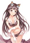  :o animal_ears bikini black_bikini black_eyes black_hair breasts cleavage erune frilled_bikini frills gloves goggles goggles_on_head granblue_fantasy jessica_(granblue_fantasy) kurage_(kurakurapix) long_hair looking_to_the_side medium_breasts navel solo swimsuit very_long_hair white_gloves 