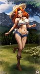  breasts cutepet full_body hat looking_at_viewer malon nintendo panties perky_breasts pointy_ears solo straw_hat the_legend_of_zelda thong underboob 