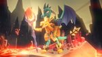  2016 3d_(artwork) animated anthro armor crystals digital_media_(artwork) dragon dragon-v0942 female friendship_is_magic helmet horn invalid_tag lava looking_at_viewer my_little_pony princess_ember_(mlp) rock scalie solo source_filmmaker staff volcano wings 