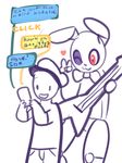  &lt;3 animatronic anthro bonnie_(fnaf) bpw_tie cellphone duo five_nights_at_freddy&#039;s five_nights_at_freddy&#039;s_2 hat human lagomorph machine male mammal one_eye_closed phone pink_eyes rabbit ribbons robot simple_background unknown_artist video_games white_background wink 
