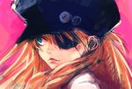  blue_eyes boyaking brown_hair eyepatch hair_ornament hat long_hair neon_genesis_evangelion portrait rebuild_of_evangelion solo souryuu_asuka_langley 