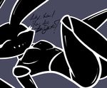  animatronic breasts english_text female five_nights_at_freddy&#039;s five_nights_at_freddy&#039;s_2 lagomorph looking_at_viewer machine mammal rabbit robot shadow_bonnie_(fnaf) solo text unknown_artist video_games 