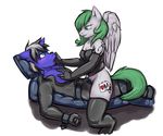  2016 absurd_res anthro bdsm blush bondage bound clothing cutie_mark duo elbow_gloves equine fan_character feathered_wings feathers female gloves hi_res horn krd male male/female mammal my_little_pony pegasus penetration penis pussy rubber skinsuit story story_in_description tattoo tight_clothing unicorn vaginal vaginal_penetration wings 