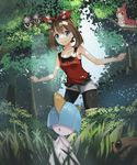  :o alternate_color bare_shoulders bike_shorts bike_shorts_under_shorts black_eyes black_shorts blue_eyes blue_sky brown_eyes brown_hair bw_shazi closed_mouth dappled_sunlight day forest gen_3_pokemon grass hair_ribbon hairband haruka_(pokemon) highres in_tree nature open_mouth outdoors plant pokemon pokemon_(creature) pokemon_(game) pokemon_oras ralts red_ribbon ribbon seedot shiny_pokemon short_hair short_shorts shorts sidelocks sky sleeveless standing sunlight tank_top tree white_shorts wurmple yellow_sclera zigzagoon 