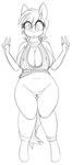  2016 anthro bottomless breasts cleavage clothed clothing equine fan_character female horse mammal monochrome my_little_pony nipple_bulge peace_sign_(disambiguation) pony pussy replica_(artist) reppy sketch solo 