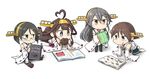  &gt;:) 4girls :3 :q ? ahoge book brown_eyes brown_hair carrying detached_sleeves double-decker_bus double_bun eating elizabeth_tower glasses grey_eyes grey_hair hair_ornament hairband hairclip hamu_koutarou haruna_(kantai_collection) heart_ahoge hiei_(kantai_collection) highres holding holding_book kantai_collection kirishima_(kantai_collection) kongou_(kantai_collection) long_hair lying multiple_girls nontraditional_miko on_stomach pantyhose pleated_skirt reading short_hair simple_background sitting skirt smile sunglasses thighhighs tongue tongue_out translated v-shaped_eyebrows white_background younger 